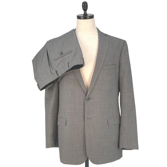 Jos A Bank Traveler Collection Mens 44L Gray Wool Slim Fit Suit Pants 36 x 33
